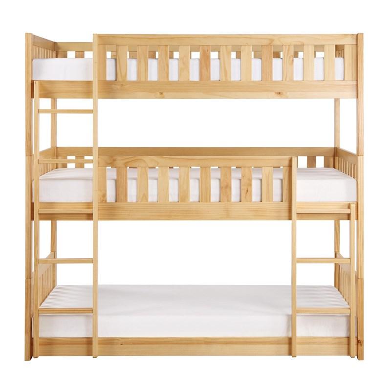 Homeelegance Triple Natural Pine Bunk Bed - Natural Finish - Clearance Sale