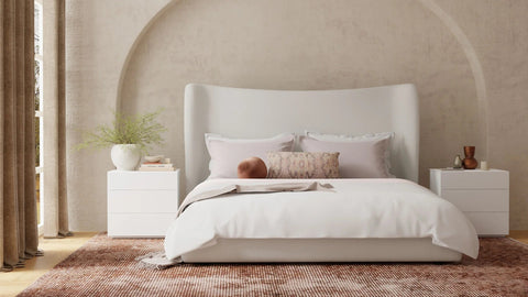 ROWE DESIGNER STORAGE PLATFOM BED in Linen Fabric