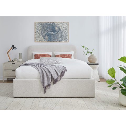 Queen Size Modus Off-White Upholstered Bed in Ricotta Boucle Fabric