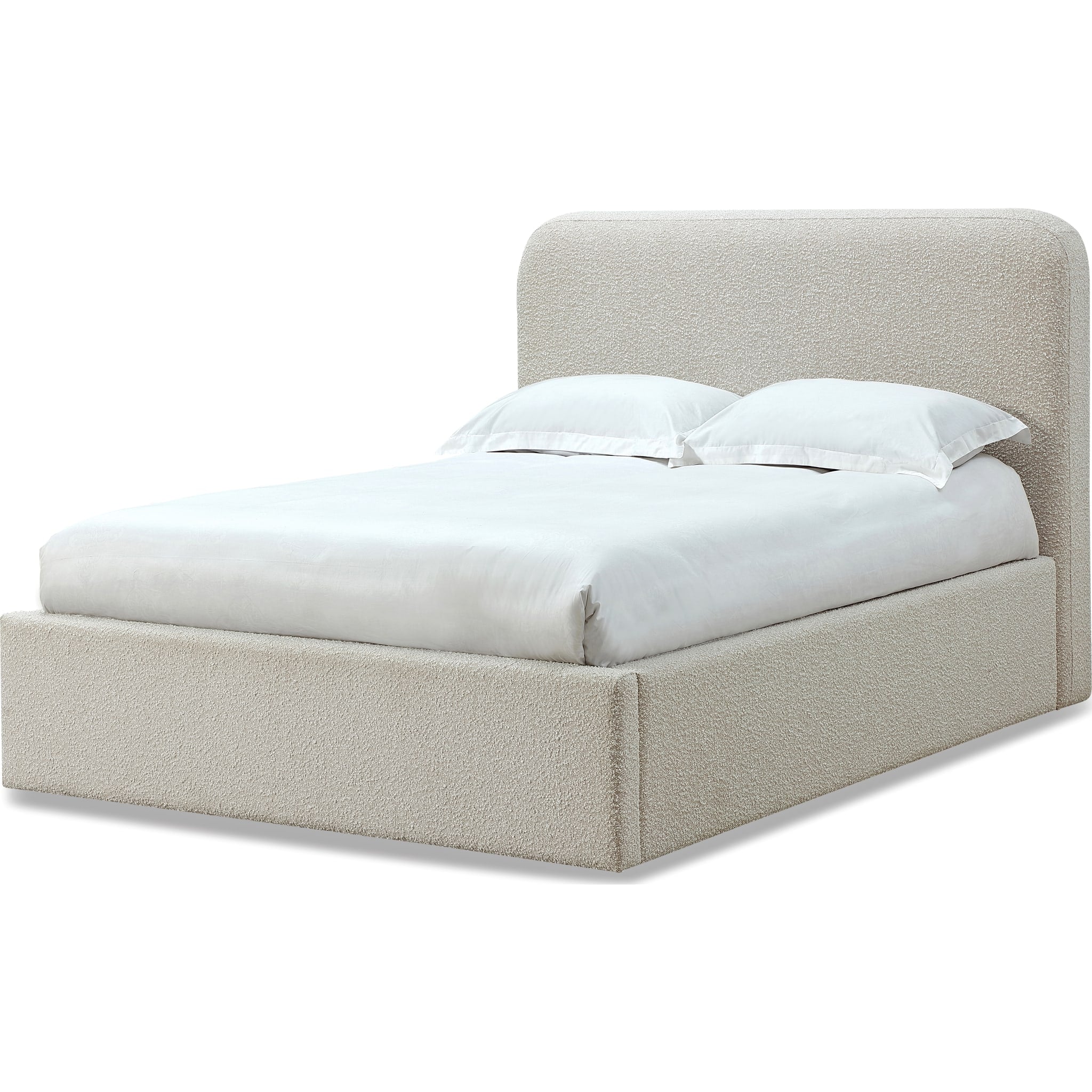 Queen Size Modus Off-White Upholstered Bed in Ricotta Boucle Fabric