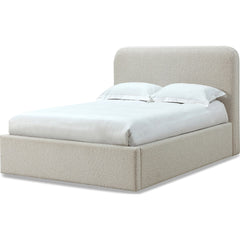 Queen Size Modus Off-White Upholstered Bed in Ricotta Boucle Fabric