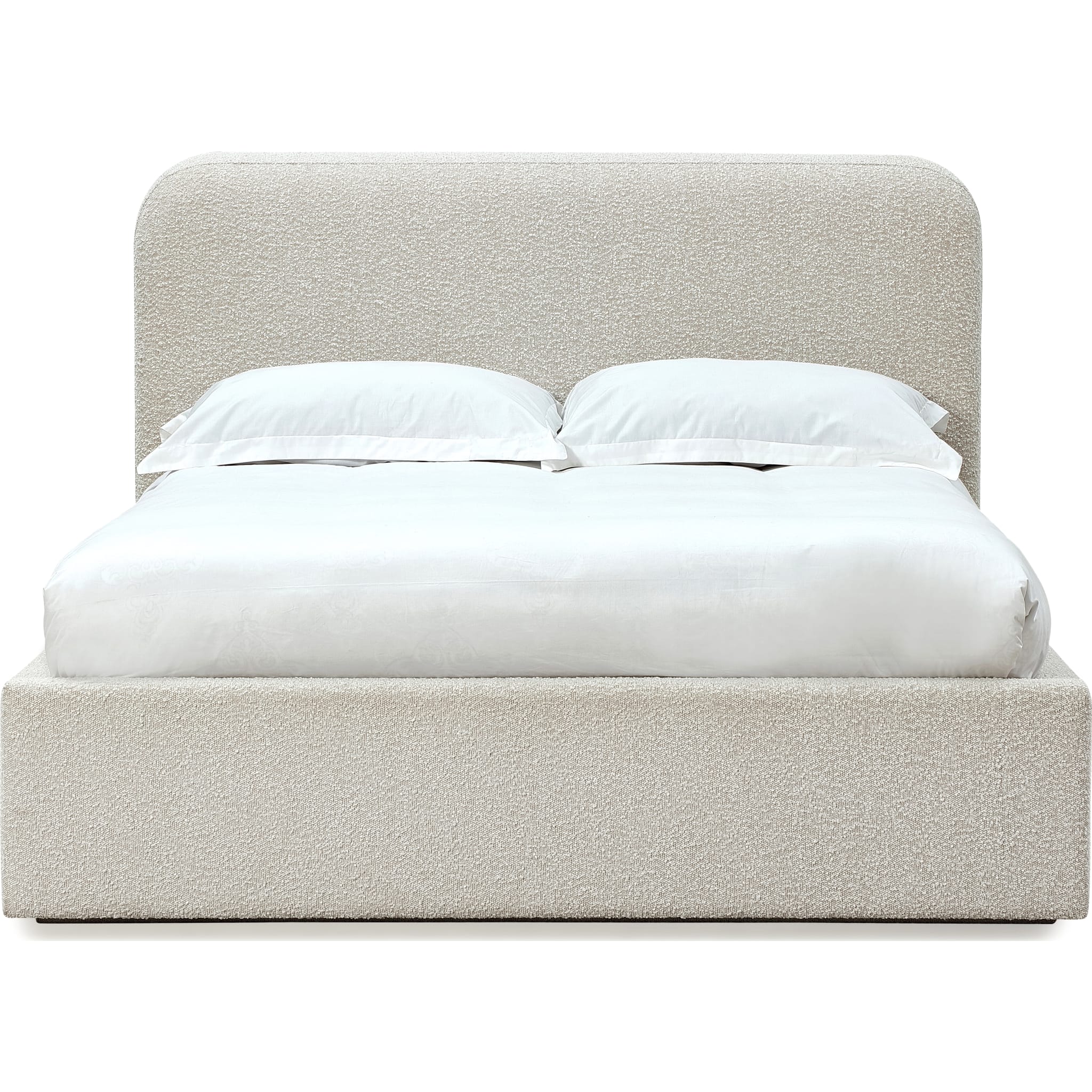 Queen Size Modus Off-White Upholstered Bed in Ricotta Boucle Fabric