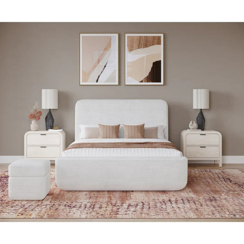 Wisteria Upholstered Queen Platform Bed in Frosty Corduroy - Clearance Sale