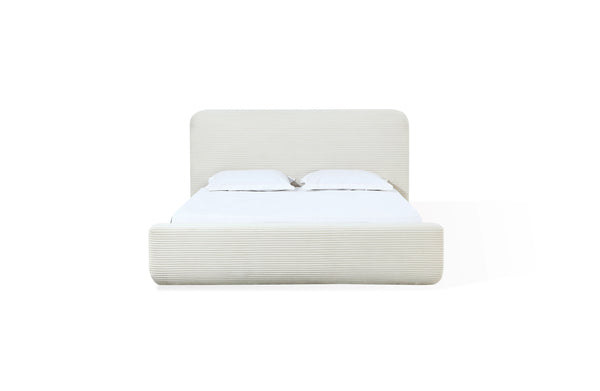 Elena Upholstered Bed in Vanilla Linen