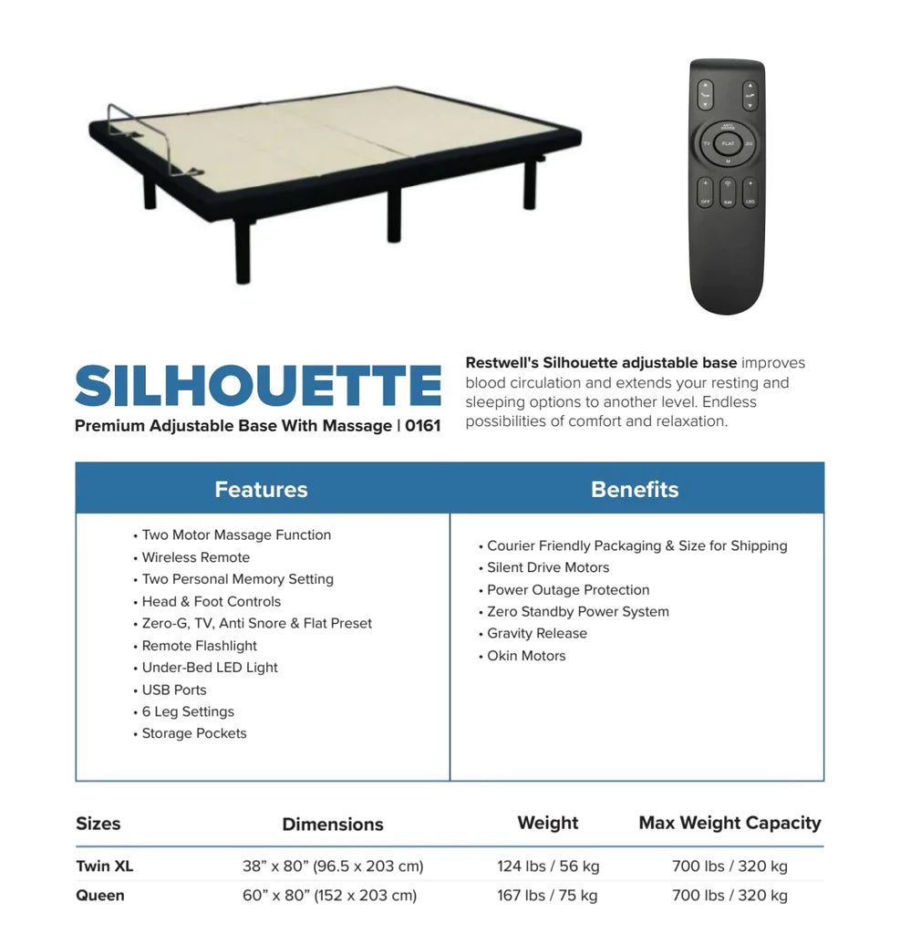 Silhouette Premium Adjustable Bed Base by Restwell