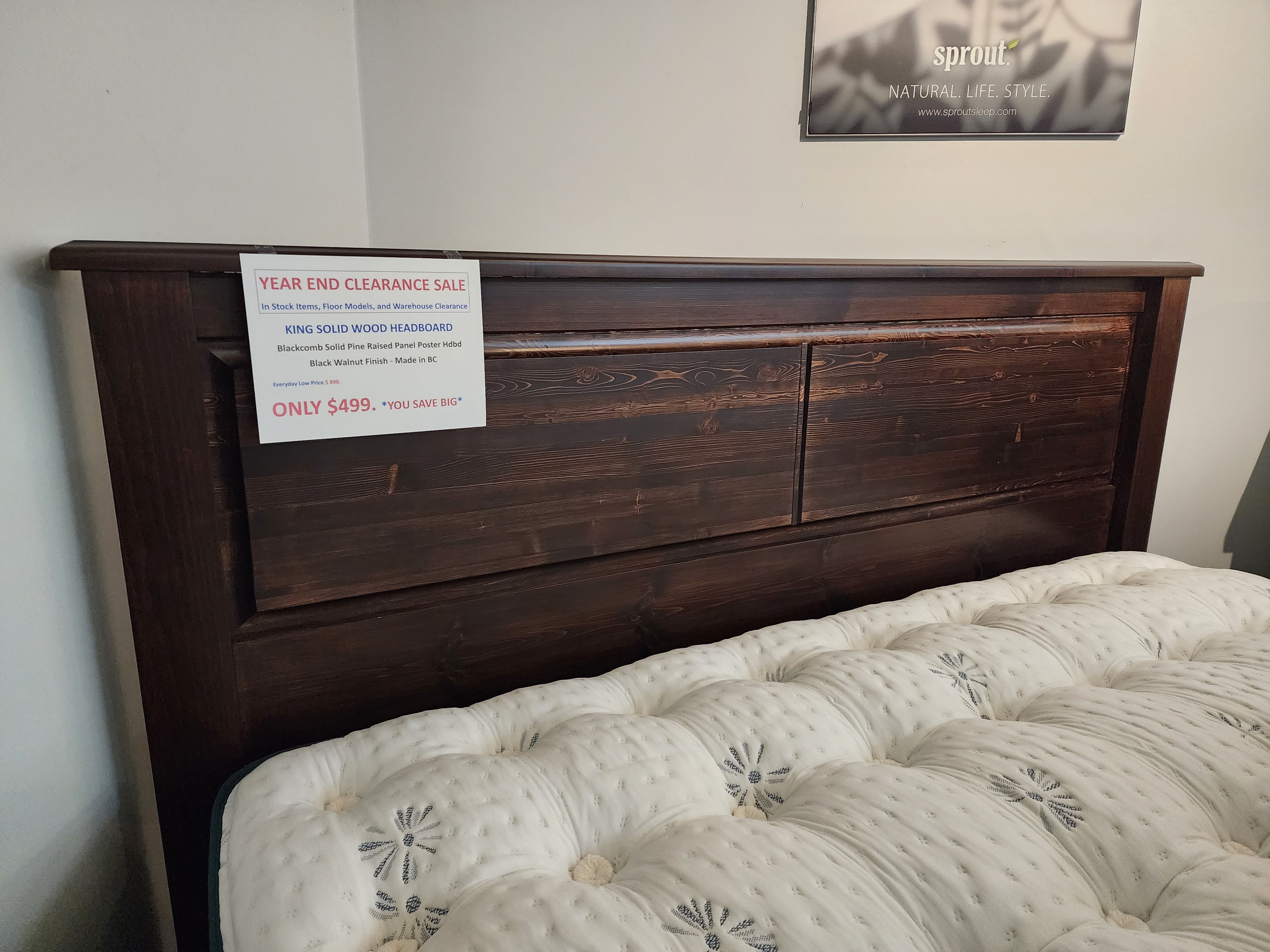 BLACK FRIDAY CLEARANCE   King Size Solid Wood Headboard Only - Black Walnut Finish
